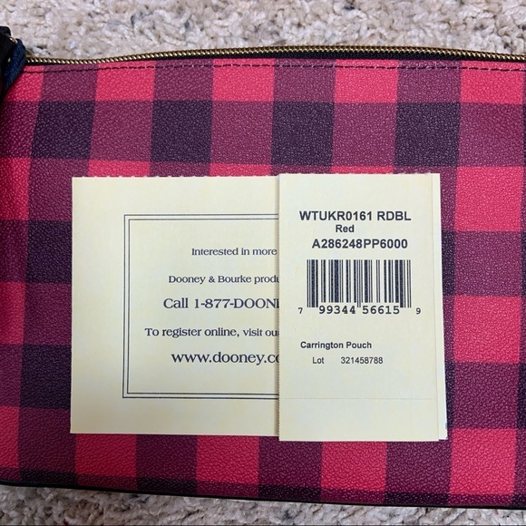 NWT Dooney & Bourke Carrington Pouch Buffalo Plaid Red - Picture 6 of 9